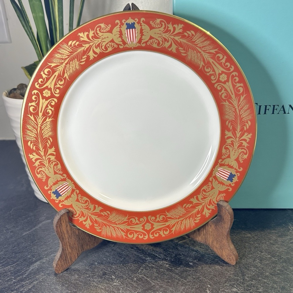 1999 Tiffany & Co Millennium 8" Red Gold Plate 200th Anniversary‎ Congress W Box